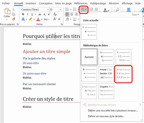    1  1|Modifier ou créer des titres et d’autres styles